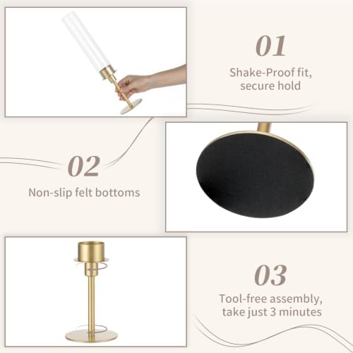 Sziqiqi Gold Candlestick Holders for Wedding: Hurricane Candle Holder - Image 5