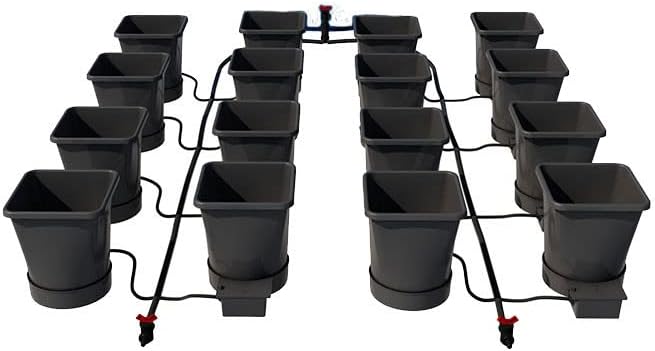 AutoPot 16 Pot XL System with 6.6 Gallon Plastic Pots and No Tank - Self-Watering, Gravity-Fed Hydroponic System (16PotXL - 6.6 Gallon - No Tank) Indoor, Black
