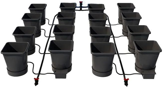 AutoPot 16 Pot XL System with 6.6 Gallon Plastic Pots and No Tank - Self-Watering, Gravity-Fed Hydroponic System (16PotXL - 6.6 Gallon - No Tank) Indoor, Black