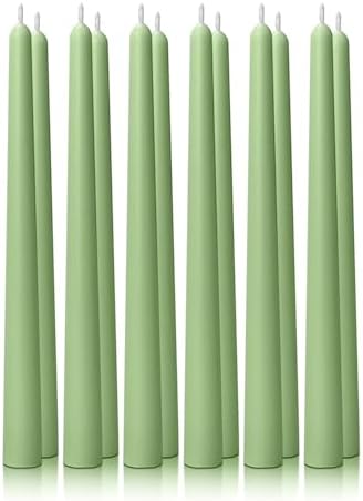10" Classic Taper Candles, Spring Green, 12-Pack, 7-8 Hours Long Burning, Unscented Tall Candlesticks by Unknown