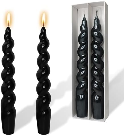 Spiral Taper Candles Candlesticks Unscented Twisted Candles 7.5 Inch Black Candles Set for Home Decor Church by YUKCAXDLS