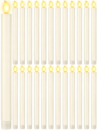 Treela Battery Operated LED Taper Candles,Simple,10 Inch,Ivory by Treela