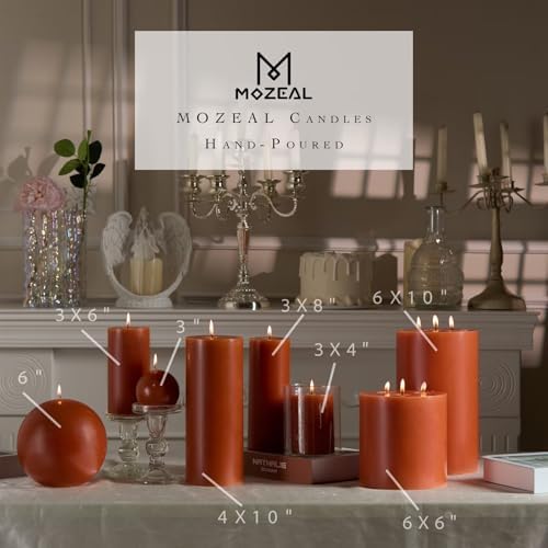 MOZEAL Hand-Poured, 6 Inch Burnt Orange Large Round Ball Candles - Elegant Burnt Orange Round Pillar Candles, Dripless, Unscented, Smokeless, Ideal for Autumn Gatherings. - Image 5