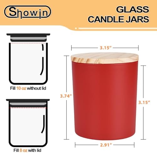 SHOWIN 10 OZ Thick Candle Jars for Making Candles 15 Pcs, Empty Jars with Wood Lids for Candle Making, Sample Container, Christmas - Image 2