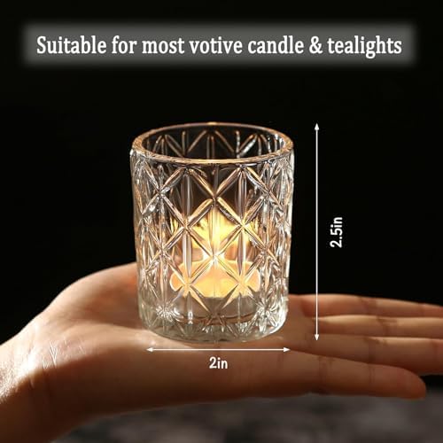 72 Pack Votive Candle Holders, Vintage Glass Clear Candle Holder for Table - Image 2