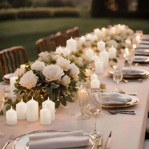 72 Pcs White Pillar Candles Bulk Set: 2-Inch Wide in 3 Heights (3, 4, 6 Inch). Dripless Unscented Smokeless Hurricane Candles for Wedding, Party, Event Decor to Create Warm Elegant Atmosphere. - Image 6