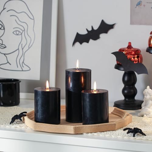3x4 Inch Black Pillar Candles Set of 3 - Decorative Unscented Pillar Candles, Long Burning Dripless Candle for Home Decor, Smokeless Large Pillar Candle for Wedding, Dinner, Christmas, Halloween Decor - Image 3