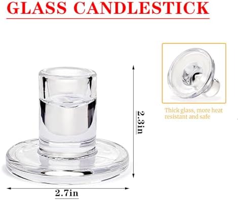 24 Pack Clear Glass Taper Candle Holders, 2.5 Inch Small Candlestick Stands for for Candle Sticks Christmas Party Living Room Dinner Advent Decoration (24) - Image 2