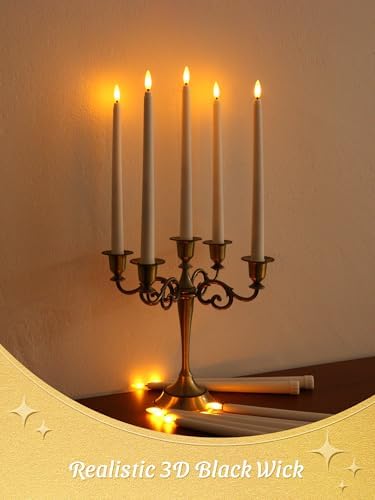 12 Pcs Flameless Taper Candles with Remote Timer, 11" Long Battery Operated Taper Candles, Flickering 3D Flame, Plastic Fake LED Candlesticks for Home Wedding Party Holiday Decor, White - Image 4