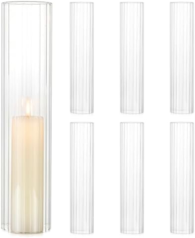 Hurricane Glass Candle Holders: 2.5" W x 12" H Cylinder Cover 6 Pcs by CreatedforWeddingsandHome
