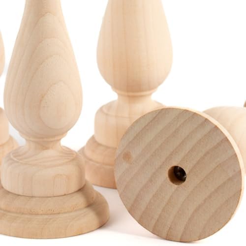 Unfinished Natural Wood Candle Sticks Set by Factory Direct Craft - Set of 4 Wooden Candle Holders for DIY Crafts and Decorating Made in USA (Sizes 6-3/4"H) - Image 2