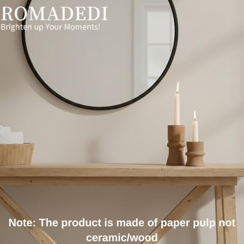 Romadedi Brown Paper Mache Taper Candle Holders, Set of 2 - Image 5