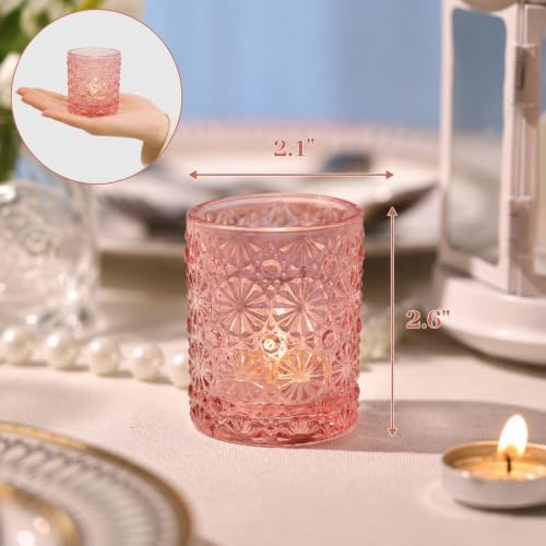 Lanttu 36 Pack Pink Votive Candle Holder 2.2ʺ*2.6ʺ Tealight Candle Holders - Image 2