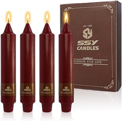 Red Taper Candles Unscented Tapered Candlesticks 7 Inch Dinner Candle 4 PCS Smokeless Candle for Christmas Household Wedding Home Decor by XINAOBAOLUO