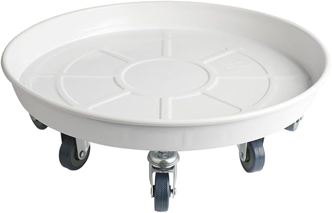 Rolling Plant Caddy Dolly with Wheels, 18" Heavy Duty Plant Stand on Casters for Planters, Wheeled Plant Roller Base for Indoor Outdoor Flower Pot, White, 1 Pack
