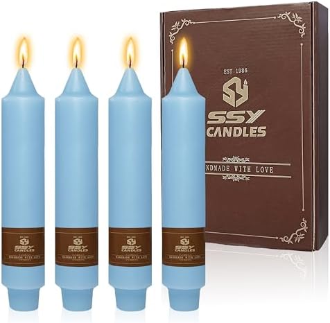 4 Pack Taper Candles Blue Tapered Candles 7 Inch Smokeless Candle Unscented Short Candlesticks Ideal for Weddings Dinner Parties Home Decor by XINAOBAOLUO