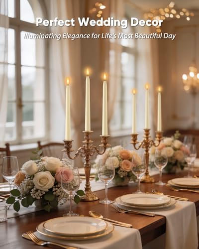 Homemory 11 inches Waxy Flameless Taper Candles with Remote Timer Dimmer, 2 Pcs Battery Operated Taper Candles with Flickering Flame, Ivory LED Candlesticks for Wedding, Christmas Indoor Decoration - Image 3