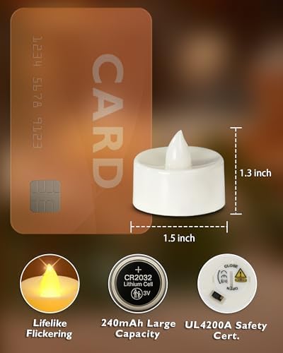 Homemory 24-Pack Flameless Tea Lights Candles Battery Operated, 200+ Hours - Image 2