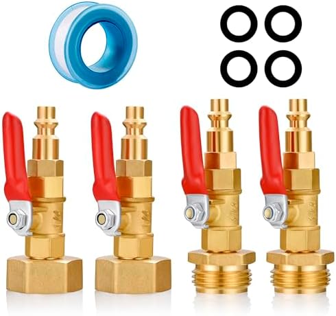 RV Winterize Blowout Adapter with 1/4" Quick Connect Plug and 3/4" Garden Water Hose Threading for Boat Camper Trailer Sprinkler Systems Irrigation Kit Fitting (With Valve 4PCS) by YELUN