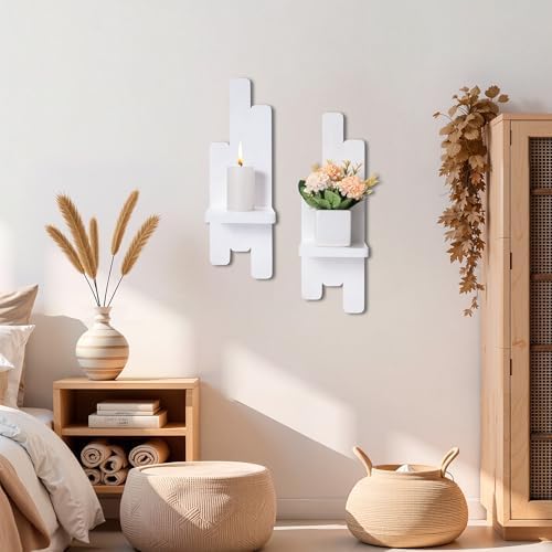 Yorkmills Wall Candle Sconces Set of Two, White Wall Sconce Candle Holder - Image 5