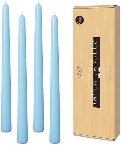 Viyffo Taper Candles, 10 Inch, 4 Pack, Sky Blue – Unscented, Smokeless by Viyffo