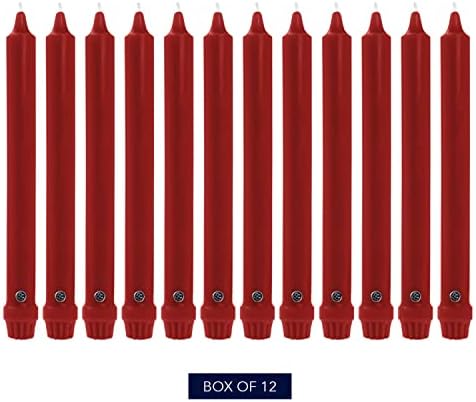 Colonial Candle Unscented Taper Candle, Classic Collection, Red, 8 In, Pack of 12 - Up to 6 Hours Burn - Image 2
