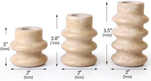 Vixdonos Natural Stone Candle Holder Set of 3 Taper Candle Candlestick Mantle Candle Stand for Home Decor,Wedding,Party and Table Centerpieces(White) - Image 3