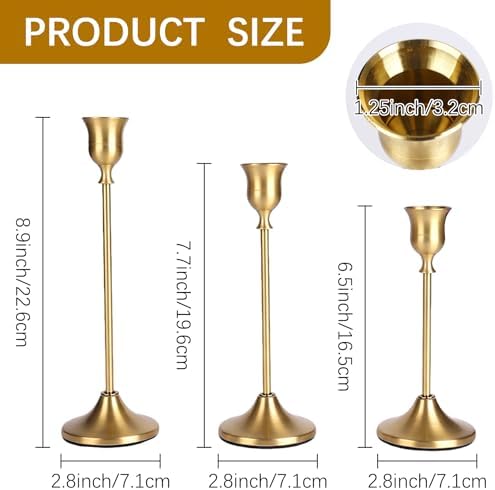 12 Pcs Gold Candlestick Holders,Candle Holder for Candlesticks - Image 3