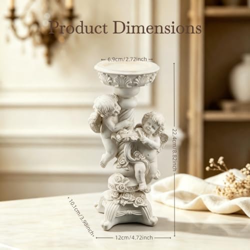 Angel Candle Holder Figurine White Resin Table Decor Holiday Home Gifts - Image 2