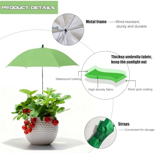 Plant Umbrella Shade For Outdoor Plants Adjustable Height (Green) - Image 3