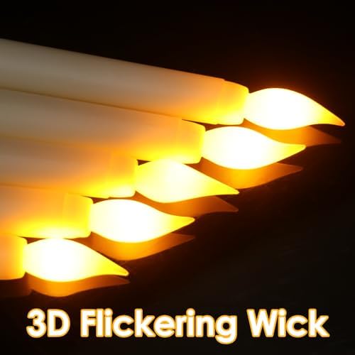 GenSwin 26 Pcs Flameless Taper Candles with 3D Wick, LED Taper Candles Battery Operated, Flameless Battery Candlesticks for Home Party Wedding Christmas Decor(Ivory, 0.78”x10.8”) - Image 2