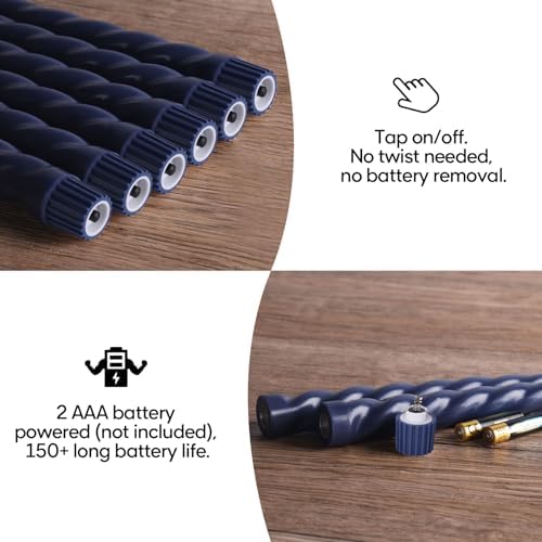 Navy Blue Spiral Flameless Taper Candles with Remote Set of 6 - Image 3