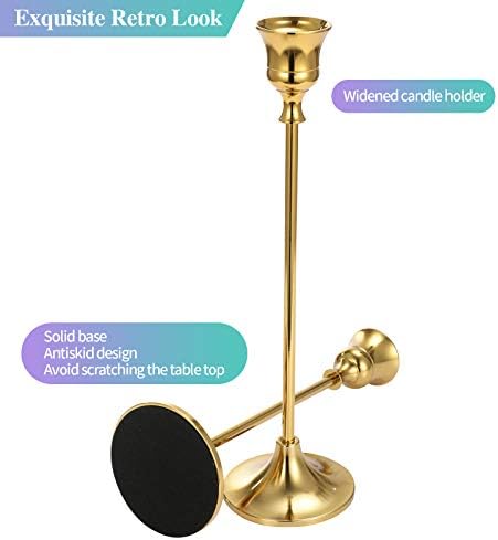 Set of 6 Gold Taper Candle Holders Decorative Candlestick Holder for Home Decor, Wedding, Dinning, Party, Anniversary - Image 4