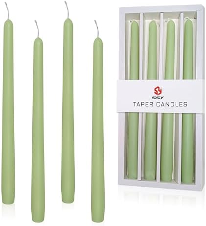 Cedar Scented Taper Candles 10'' Colored Candle Sticks Green Candles Set of 4 | Home Decor Kitchen Decor Wedding Decorations Candles by XINAOBAOLUO
