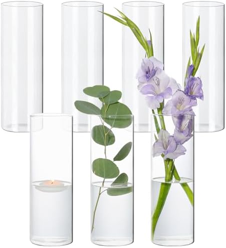 SUPMIND 7Pcs Glass Cylinder Vases for Centerpieces, 10 Inch Tall Vases Bulk by SUPMIND