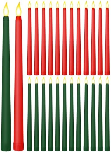 Treela Battery Operated LED Taper Candles,Basic,10 Inch,Red,Green by Treela