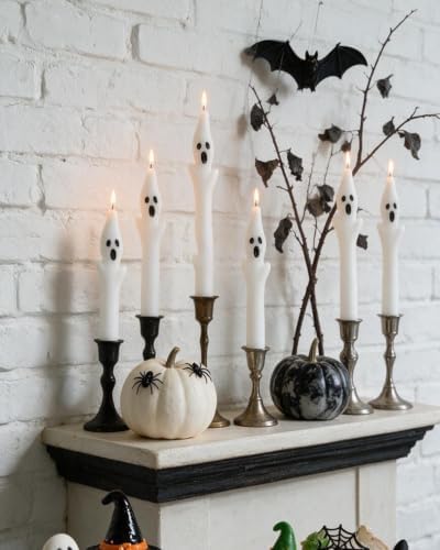 MAITREYA Ghost Taper Candles Spooky Halloween Dinner Candles Home Table Decoration for Autumn Festive Party Gift-6pcs,10inch - Image 5