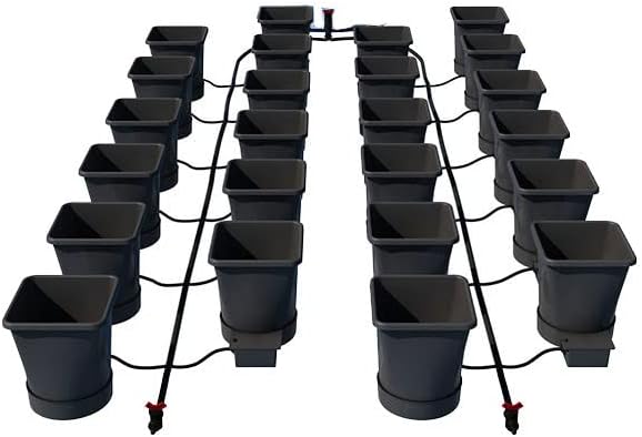 AutoPot 24 Pot XL System with 6.6 Gallon Plastic Pots and No Tank - Self-Watering, Gravity-Fed Hydroponic System (24PotXL - 6.6 Gallon - No Tank) Indoor, Black