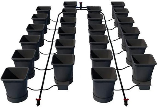 AutoPot 24 Pot XL System with 6.6 Gallon Plastic Pots and No Tank - Self-Watering, Gravity-Fed Hydroponic System (24PotXL - 6.6 Gallon - No Tank) Indoor, Black
