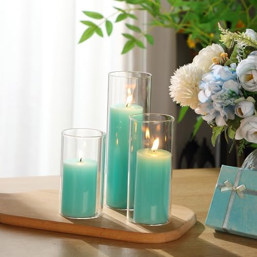 Shihanee 3 Pillar Candle and Holder, S, Lake Blue - Image 5