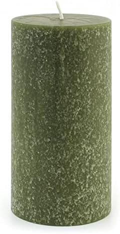 Root Candles Unscented Pillar Candles Beeswax Enhanced Textured Timberline™ Pillar Candle, 3 x 6-Inch, Dark Olive by RootCandles