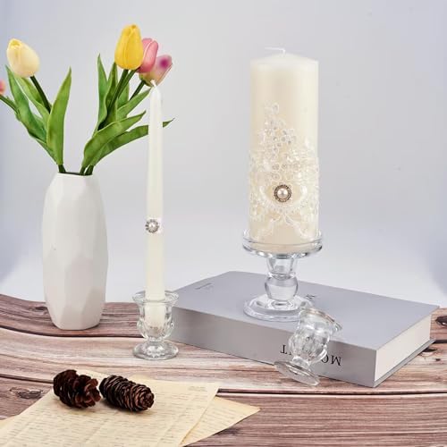 Unity Candle Holder - Glass Candle Holders for Pillar Candles Taper Candles, Glass Candlestick Holders Set of 3, Decorative Clear Glass Candlestick Holder for Wedding Table Dinning Church Centerpiece - Image 5