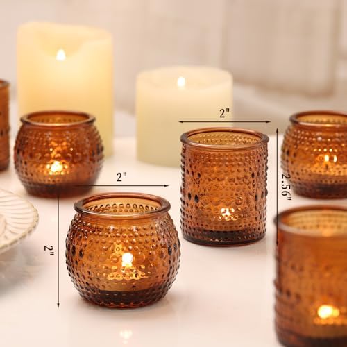 16 Pcs Assorted Amber Candle Holders- Vintage Candle Holder for Rustic/Boho Wedding Table centerpieces, Bridal Shower, Baby Shower Decoration - Image 2
