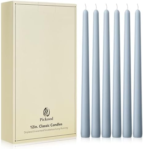 New Burning Formula Unscented Dripless 12-Inch Taper Candles Set of 12 - Baby Blue, for Wedding, Dinner - Smokeless, Long Burning - Hand Poured, Colored Tall Candlesticks - Azul Bebé by Unknown