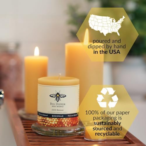 Big Dipper Wax Works 100% Beeswax Pillar Candle, 3 x 3.5 in, Natural - Image 5