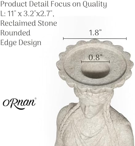 Caryatid Candle Holders True Natural Reclaimed Stone 11" inch high, Premium Reclaimed Stone Candlestick Holder for Wedding Dinning Party, Candle Stand for 3/4-Inch Taper and Pillar Candles - Image 4