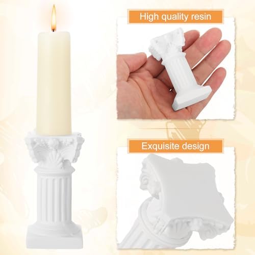Reallnaive 10 Pcs Roman Pillar Candle Holders Mini Greek Columns Roman Pillar Candle Stands Resin Candlestick Rack Miniature Figurine Base Stigma Decoration for Wedding Christmas Table Decor - Image 2