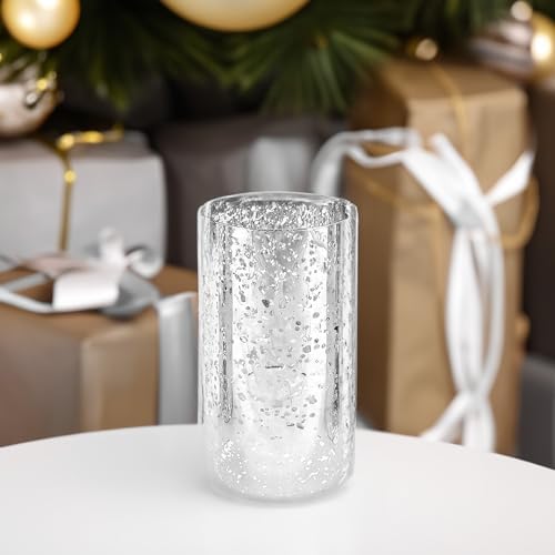 WGVI Hurricane Candle Holder Sleeve, W: 5", Ht: 8", Silver Speckled Glass Cylinder Open Both Ends, Chimney Tube Shade, 6 Pieces - Image 5