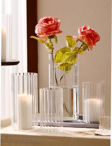 PHOSPHOR 24 Pcs Hurricane Candle Holders for Pillar Candle 6'', 8'', 10'' Tall Glass Cylinder Centerpieces Vases Floral - Image 5