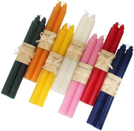 Set of 14 Beeswax Handmade Taper Candles, 9 Inch Smokeless Dripless Wax Candles, Beeswax Candle for Home Gift Ideas, Long Candle Sticks for Wedding,Dinner by XIANGZHU
